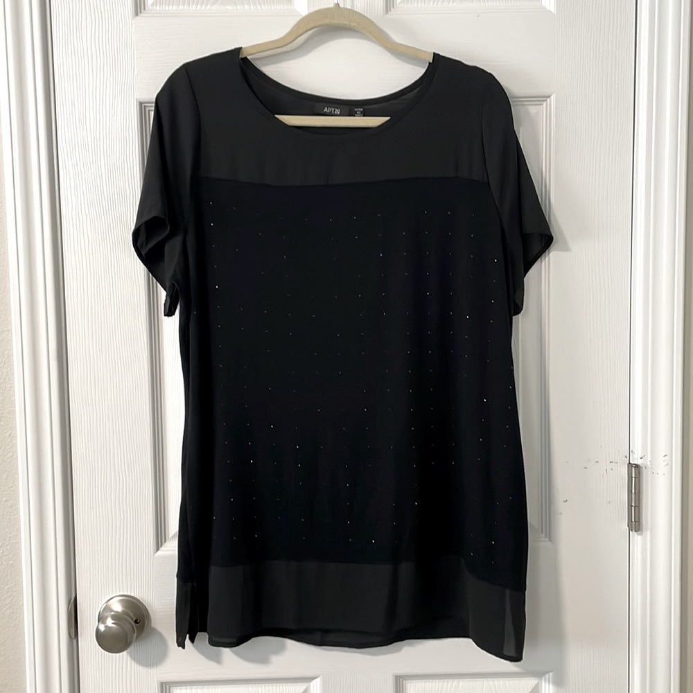 NWOT Apt 9 Mixed Media Short Sleeve Blouse